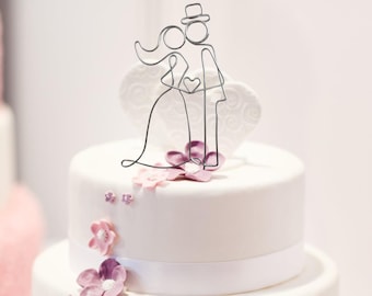 Couple Kissing Wedding Cake Topper - Bride Groom Minimalist Decor