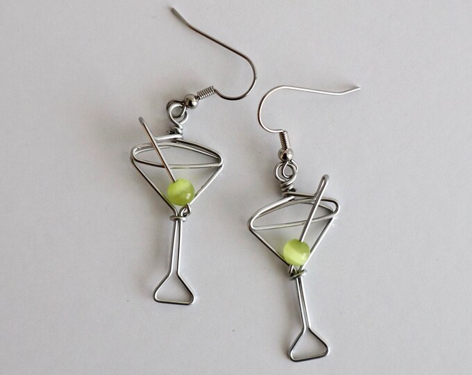 Food Jewelry Martini Olive Earrings Martini Earrings Miniature Food