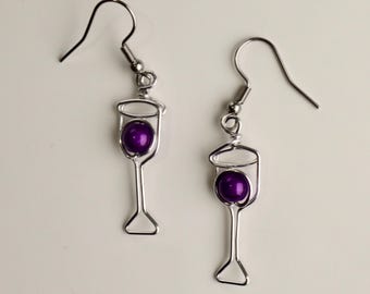 Pendientes de copa de vino, regalo único para camareros, pendientes de cóctel