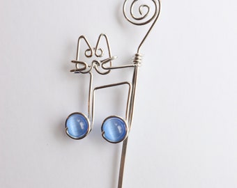 Music Notes Cat Bookmark // Gift for Cat Lovers