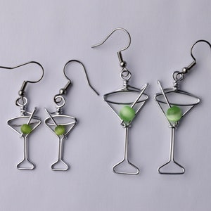 Martini Glass Earrings Unique Gift for Bartenders, Cocktail Earrings, Martini Olive image 9