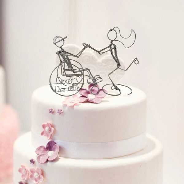 Wheelchair Groom Wedding Cake Topper Personalized