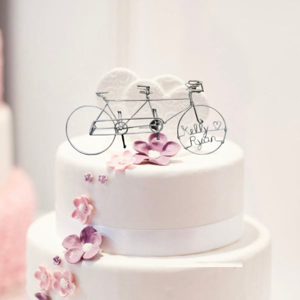 ETSY'S PICK Tandem Bicycle Wedding Cake Topper