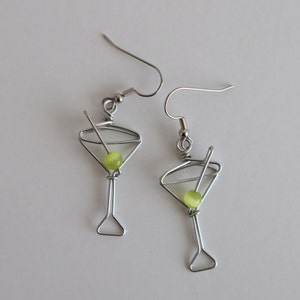 Martini Glass Earrings Unique Gift for Bartenders, Cocktail Earrings, Martini Olive image 7