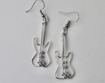 Wire Electric Guitar Earrings Dangling, Lightweight, Custom Jewelry