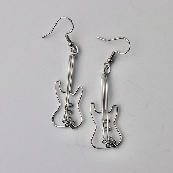 Wire Electric Guitar Earrings Dangling, Lightweight, Custom Jewelry