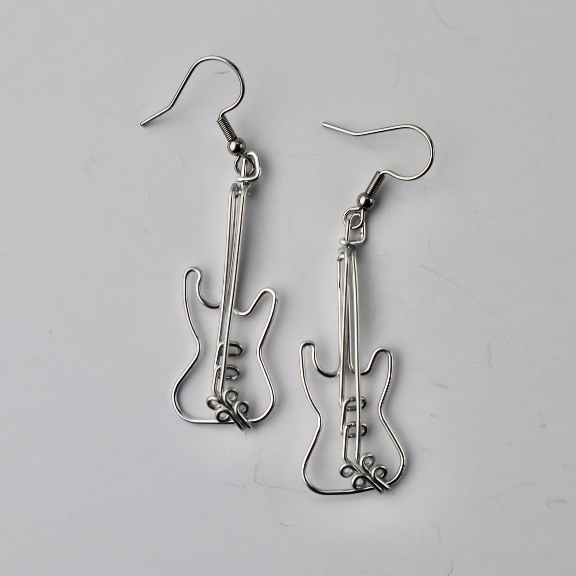 Wire Electric Guitar Earrings Dangling Music Jewelry Girlfriend Gift Etsy