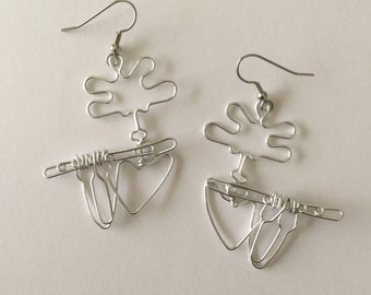 Boucles d'oreilles joueur de flûte, bijoux en fil de fer, cadeaux pour flûtistes et musiciens