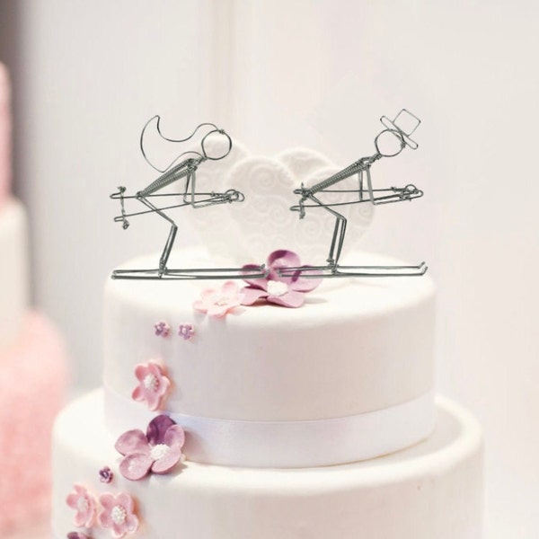 Skiers Wedding Cake Topper