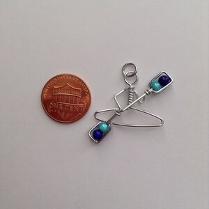 Kayak Pendant or Necklace with optional Turquoise and Royal Blue Miracle Beads image 6