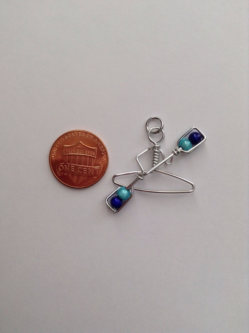 Kayak Pendant or Necklace with optional Turquoise and Royal Blue Miracle Beads image 6