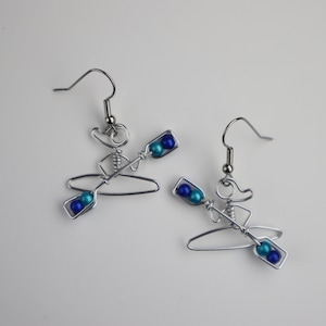 Kayak Earrings with Beads / Gifts for Kayakers / Turquoise Blue image 3