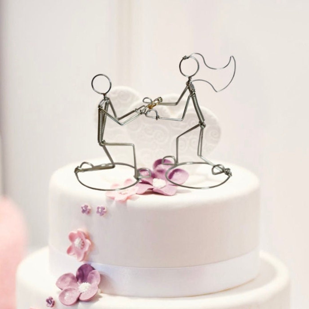 Groom Proposing to Bride Engagement Cake Topper picture