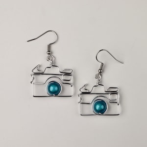 Camera Earrings, Wire Jewelry, Gifts for Photographers, Photography Gift