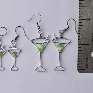 Martini Glass Earrings Unique Gift for Bartenders, Cocktail Earrings, Martini Olive image 5