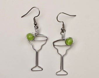 Margarita Glass Earrings: Unique gift for Bartenders, Waitresses, Hostesses