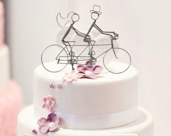 Tandem Bicycle with Riders Wedding Cake Topper
