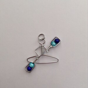 Kayak Pendant or Necklace with optional Turquoise and Royal Blue Miracle Beads image 2