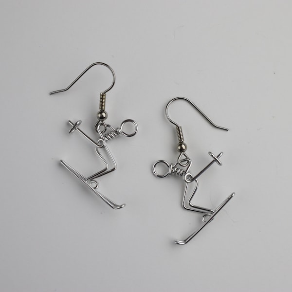 Skier Earrings // Alpine Ski Jewelry // Winter Earrings