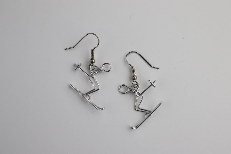 Skier Earrings // Alpine Ski Jewelry // Winter Earrings image 1