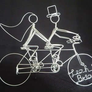 Personalized Tandem Bike Riders Wedding Cake Topper // Bicycle Wedding Gift image 4