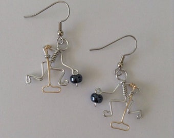 Curling Player Earrings // Circus gifts // Gifts for Girlfriend, Daughter, Granddaughter