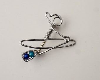 Rowing Brooch with Blue Beads // Gift for Rowers