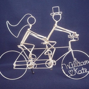 Personalized Tandem Bike Riders Wedding Cake Topper // Bicycle Wedding Gift image 2