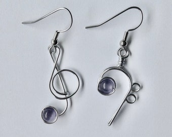 Treble Clef and Bass Clef Earrings // Gifts for Musicians.