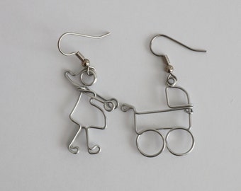 Lady with Baby Carriage Earrings // Maternity Gift