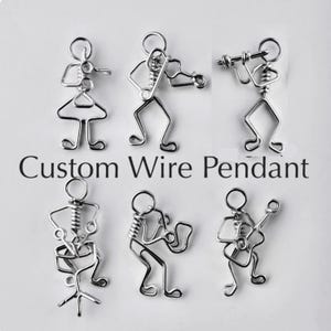 Custom Wire Pendant, Musicians, Sports, Cats, Animals, Martinis, Bicycles