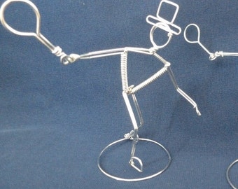 Tennis Player Ornament Freestanding Wire Sculpture