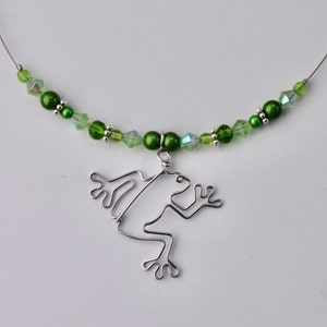Wire Frog Pendant or Beaded Necklace