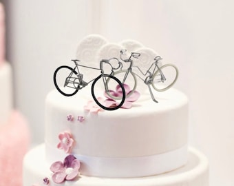 Black & White Bicycles Wedding Cake Topper