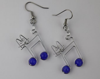 Cat Music Notes Earrings // Gift for Cat Lovers and Musicians