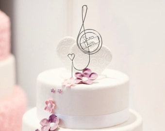 Musical Wedding Cake Topper Personalized Treble Clef