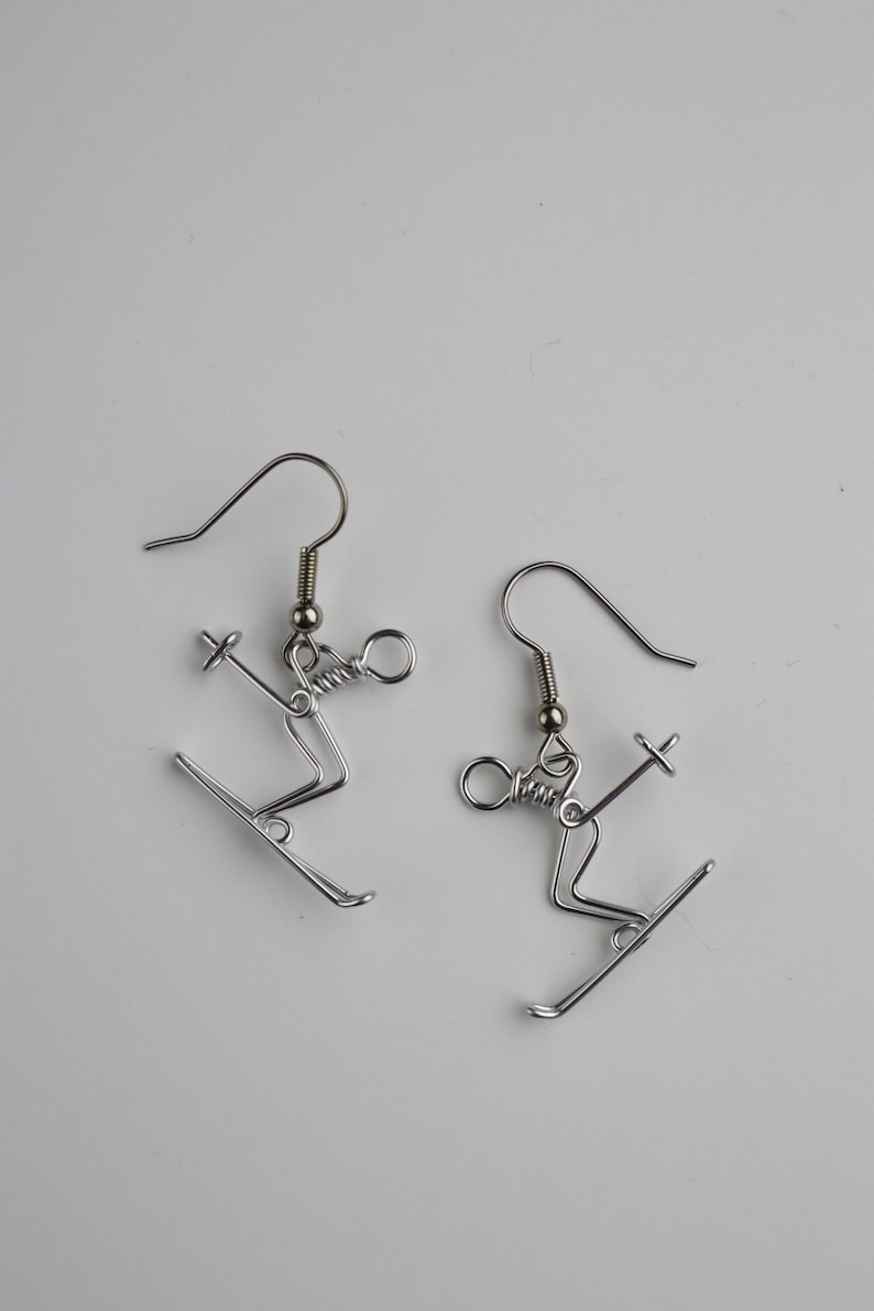 Skier Earrings // Alpine Ski Jewelry // Winter Earrings image 2