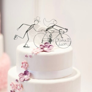Inline Skater und Radfahrer personalisiert Hochzeitstorte Topper