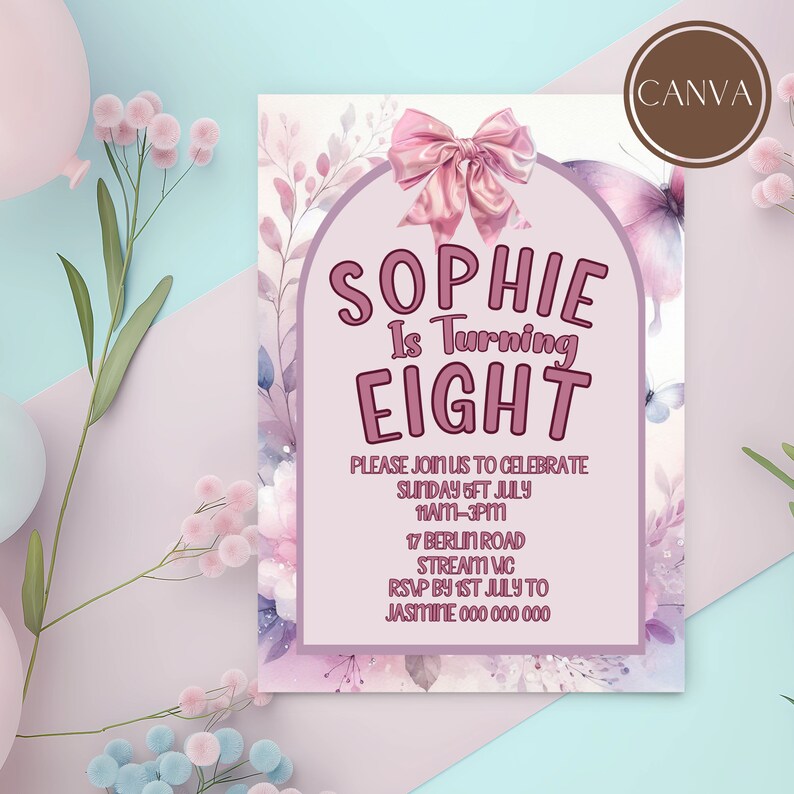 Editable Pink Birthday Party Invitation , Templates ,kids Birthday ...
