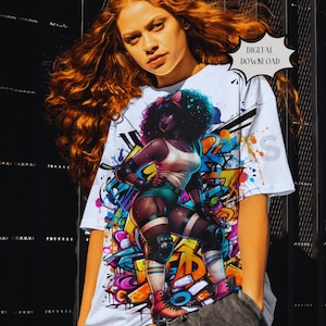 Graffiti streetwear t-shirt design Png hip hop shirt - women shirt design pop culture urban sublimation clipart dtf instant download PNG