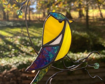 Stained glass yellow finch