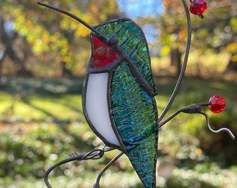 Tiny stained glass hummingbird