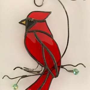 Stained glass cardinal