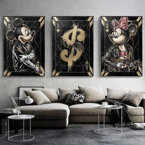 Divertente Topolino e Minnie Mouse Rapinatore Stampe su Tela Pop Art Pittura Su Decorazione Murale Cartoni Animati Poster Immagini Per Soggiorno