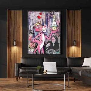 Pink Panther Kunst Leinwand Malerei Poster Und Druck Inspirierende Pop Art Wandbild Für Wohnzimmer