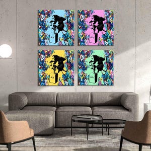 Graffiti Monkey Canvas Wall Art Colorful Street Pop Style Banksy Inspired Urban Vandal Stencil Painting Modern Art Print for Home Decor