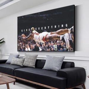 NBA - Cita motivacional de Dennis Rodman sobre darlo todo, pintura en lienzo de baloncesto, arte de pared, decoración del hogar