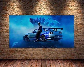 Nissan Skyline GTR R34 Modern Car Canvas Painting Posters and Prints Wall Art Pictures Home Decoration