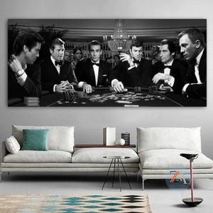 James Bond Poker Game Canvas Art James Bond Casino Wall Art Film Canvas Stampa James Bond Stampa su tela Poker Game Decorazione