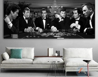 James Bond Poker Game Canvas Art James Bond Casino Wall Art Movie Canvas James Bond Print Poker Canvas Print Poker Game Decoration